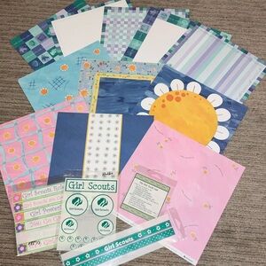 Girl Scouts 12 x 12 Pastel Floral & Pattern Scrapbook Paper and 5 Sticker Set